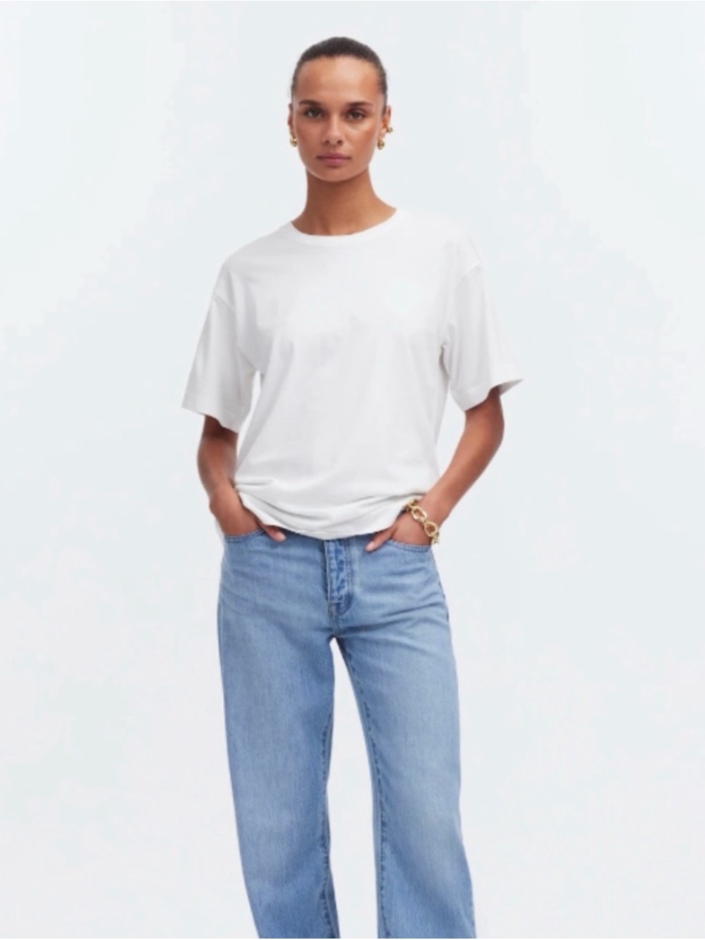 Madewell Cotton Relaxed Oversized Tee • size medium • NS162 • eyelet white